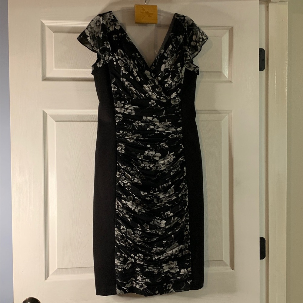 White House Black Market Elegant  Floral Black Dress